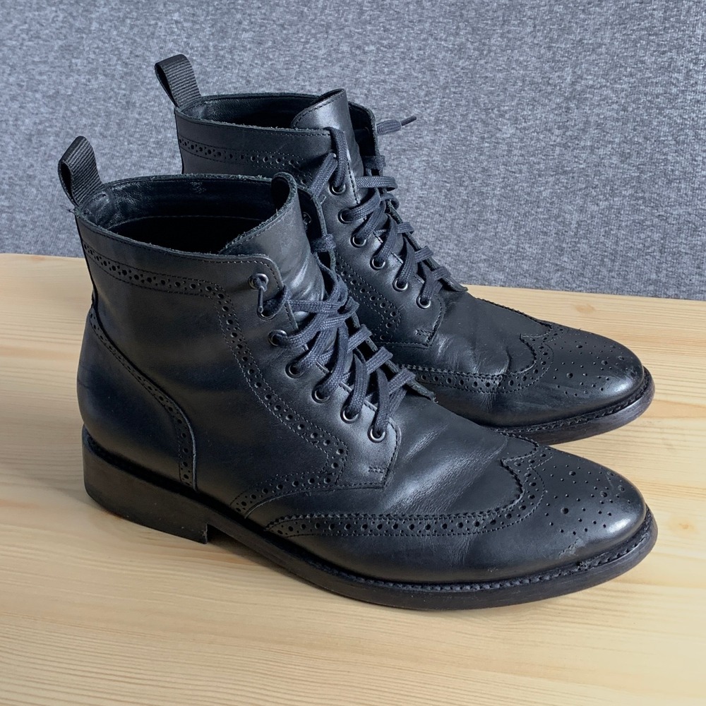 Thursday Boot Co Wingtip Boots Men US 13 Black Lace Up High Brogue